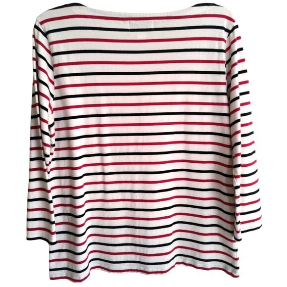 Liz Claiborne Striped Tee Women's Sz L Multicolor Long sleeve Boatneck pullover - Picture 5 of 11